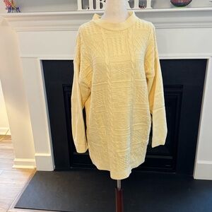 Vintage Renee Hauer Cream Cable Knit Sweater Dress | Made in USA | 100% Cotton